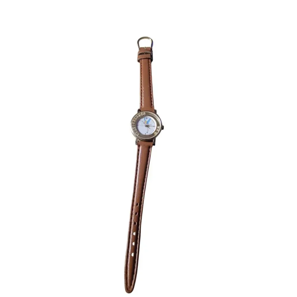 DISNEY Children's‎ Watch Tinker Bell Crystal Round Face Brown Band New Works